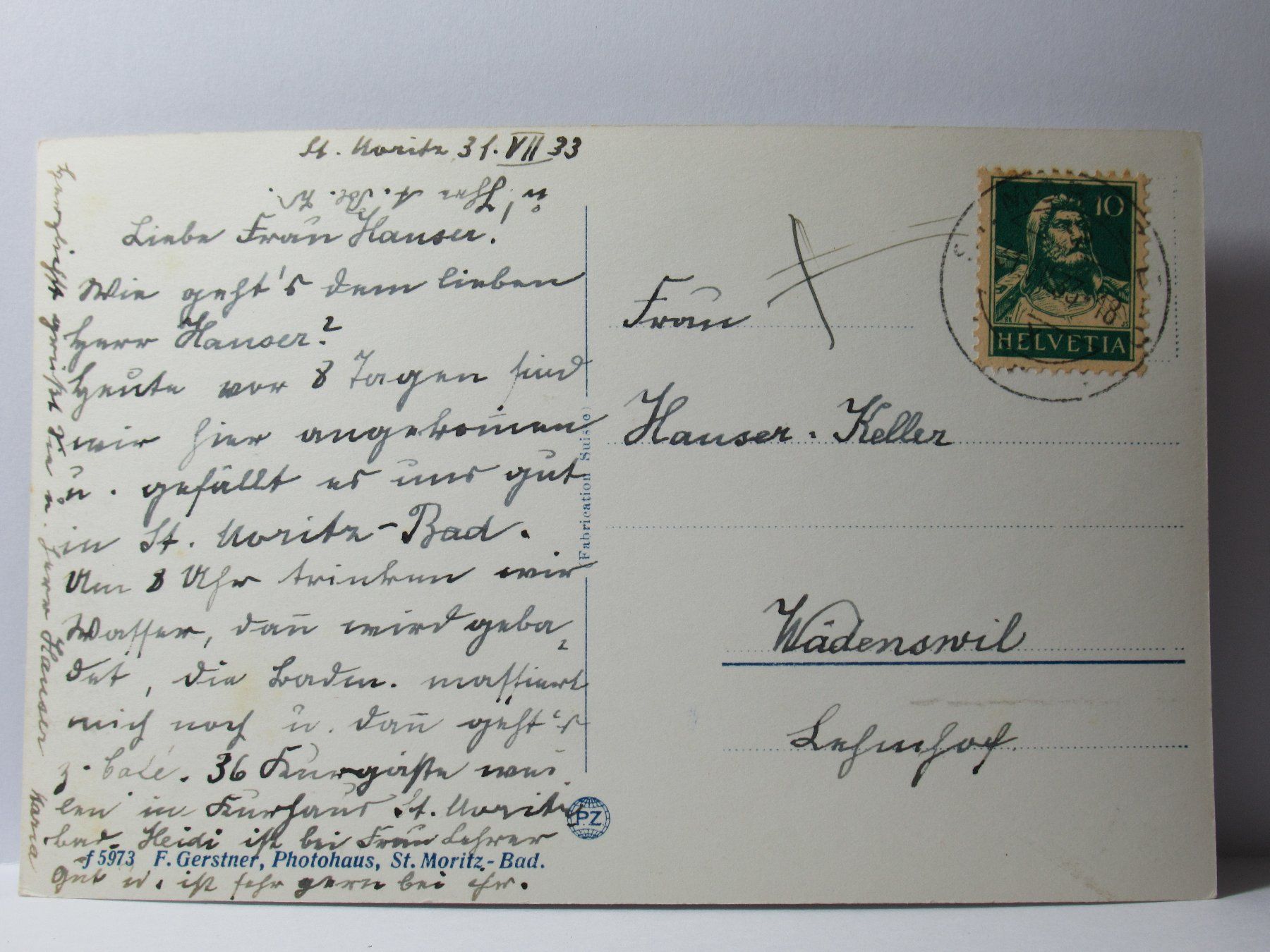 Cartoline postali: St. Moritz - Dorf   1933 – Usato da Grenchen venduto da Bluemchen1900 1