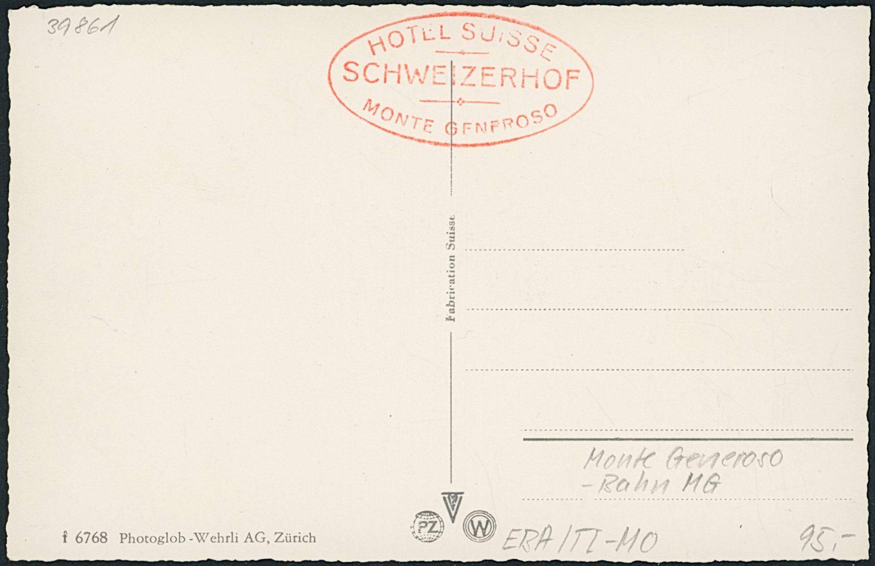 Cartoline postali: TI Monte Generoso - Bahnhof - Bahn MG – Nuovo (secondo la descrizione) da Schindellegi venduto da leecollect 1