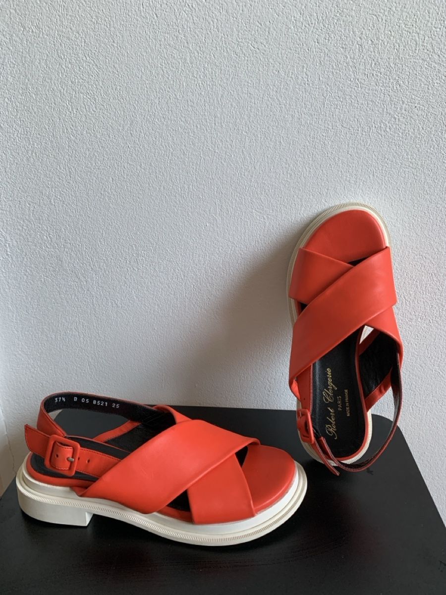 Chaussures femmes: ROBERT CLERGERIE: Exklusive rote Leder-Sandale, 37 – Neuf (Voir description) à Luzern par designluzern 2