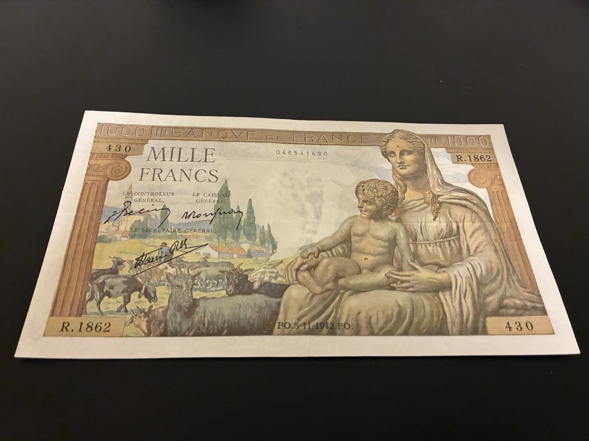 Banconote: 1000 Francs 1942 – Usato da Dällikon venduto da Woldbanknoten