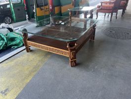 Table basse en bois de rose et verre avec ornements Vietnam