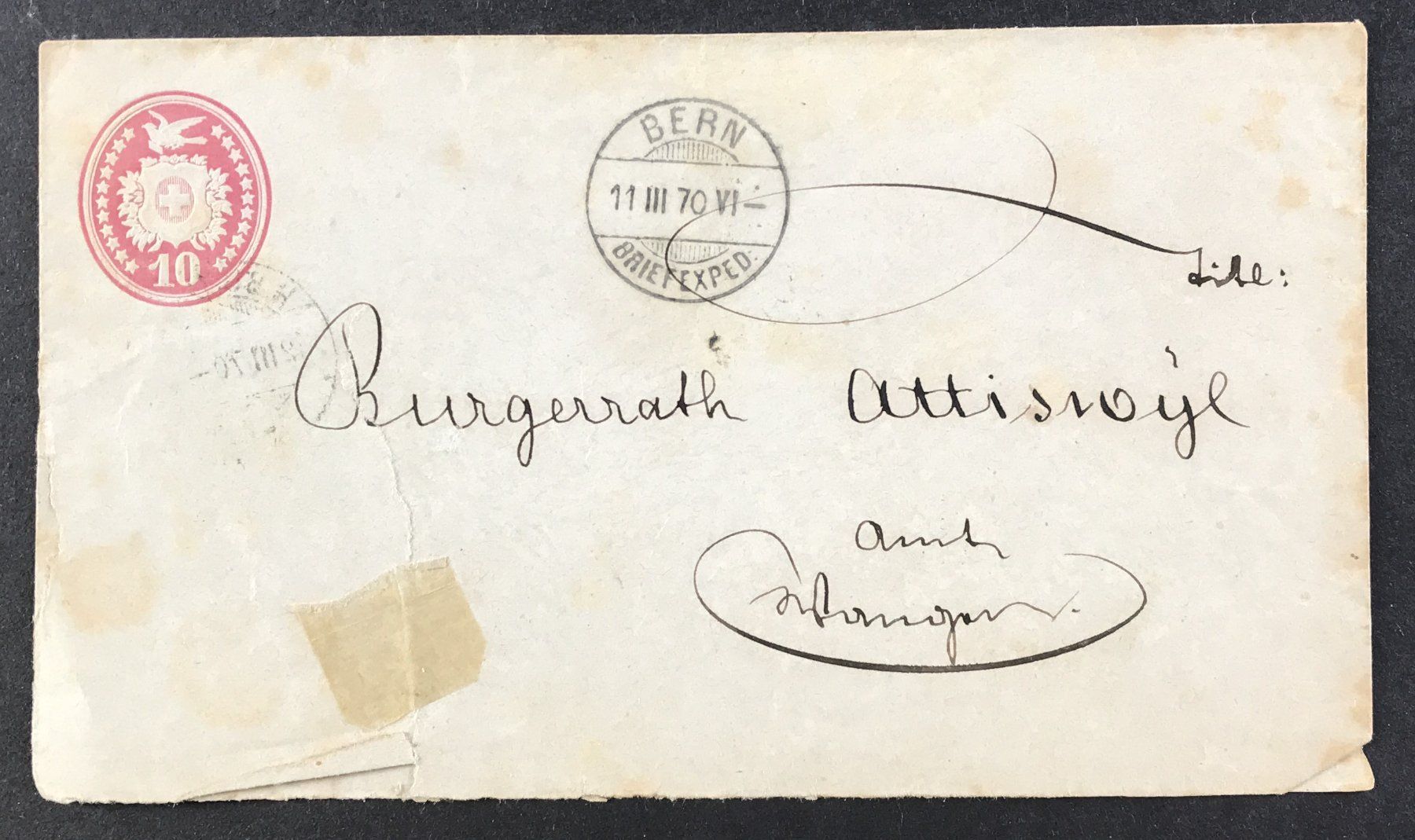 Tutti i francobolli: ANTIKER BRIEFUMSCHLAG BERN 1870 – Usato da Ostermundigen venduto da Kari1937