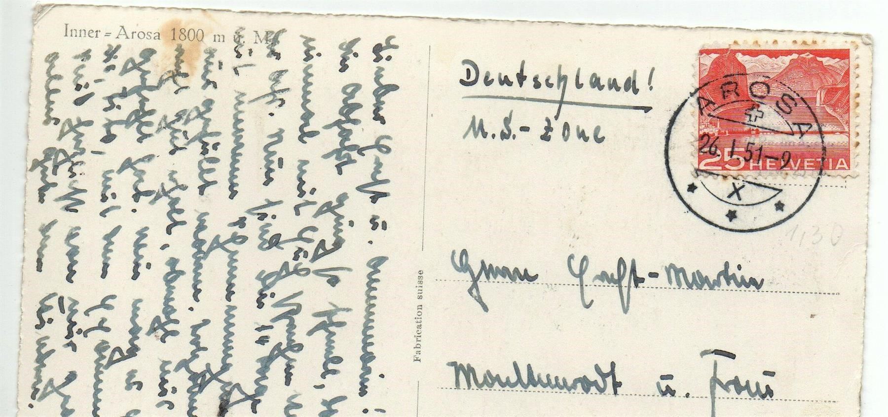 Cartoline postali: INNER-AROSA – Usato da Jona venduto da philajona 1