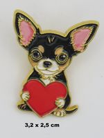 Ansteck Pin - CHIHUAHUA - Emaille - Goldfarben - 3,5x2,5cm