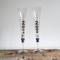 VINTAGE | 2x Sektglas Millennium 2000 | Geburtstag Flute