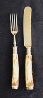 Tranchier oder Vorlege Set M. Halbach - Hirschhorn Griffe