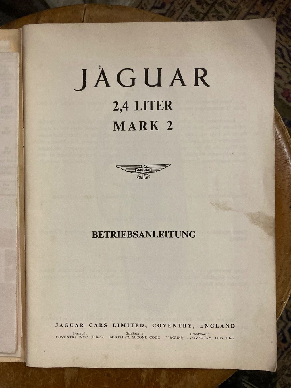 Jaguar Dokumente: Jaguar 2,4 Liter Mark 2 – Gebraucht aus zürich von papalapa 1