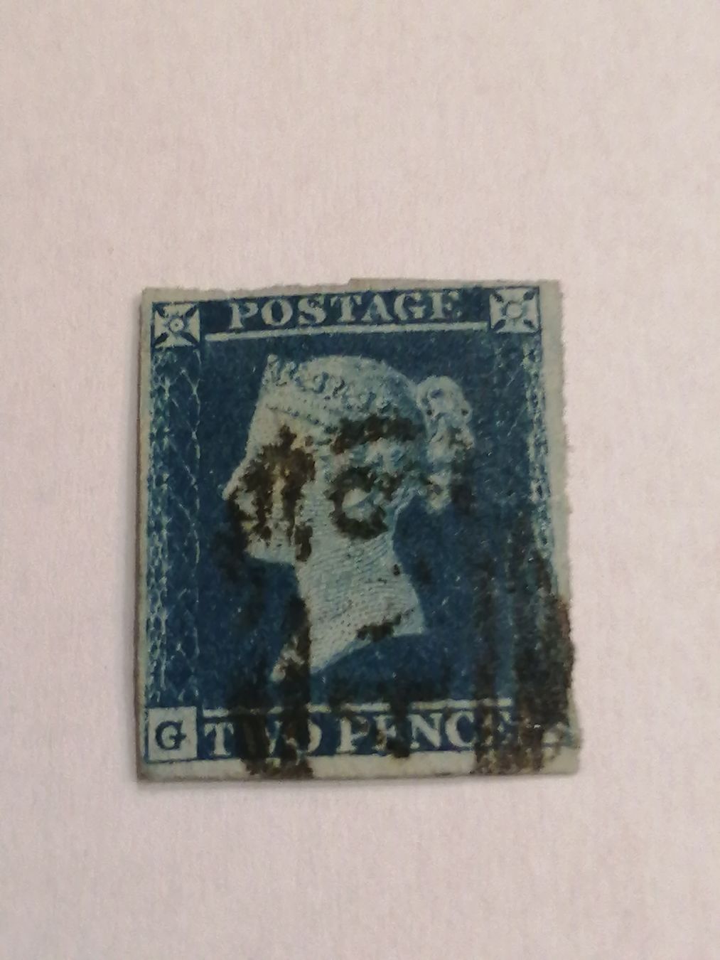 Alle Briefmarken: Two Pence Blue 1841, Platte 3  – Gebraucht aus Happerswil von tschergi