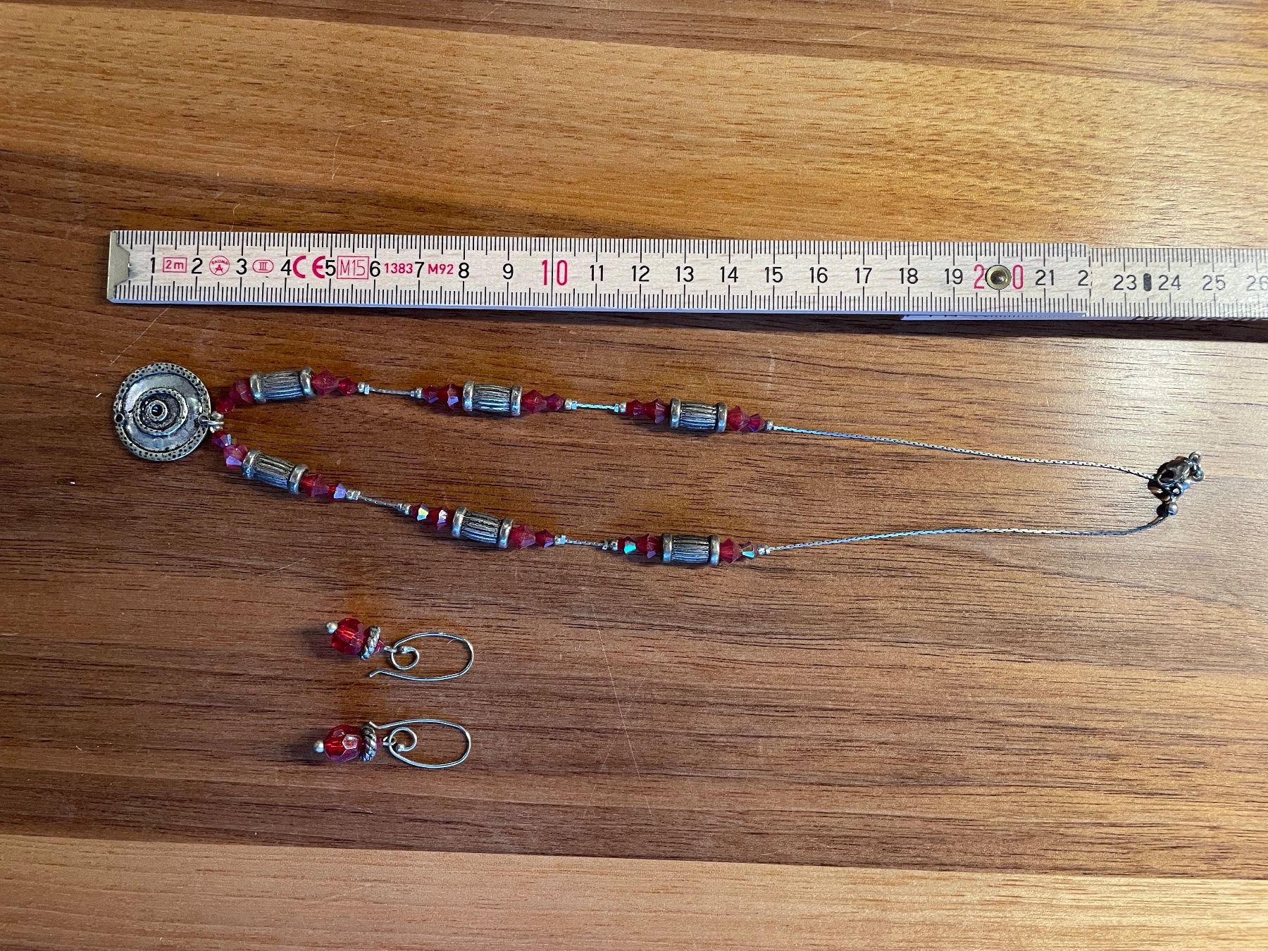 Catenine: Rote Halskette mit Ohrringen, Modeschmuck, Herbst Look – Usato da Mettmenstetten venduto da zum123 1
