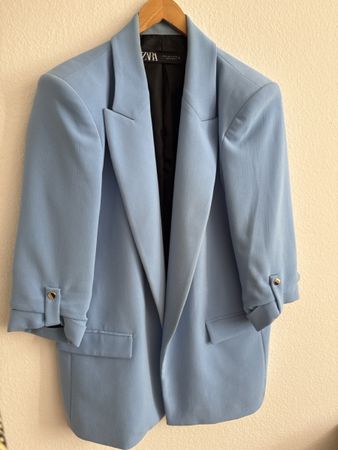 Zara Light Blue Blazer, Size XL - Spring Look