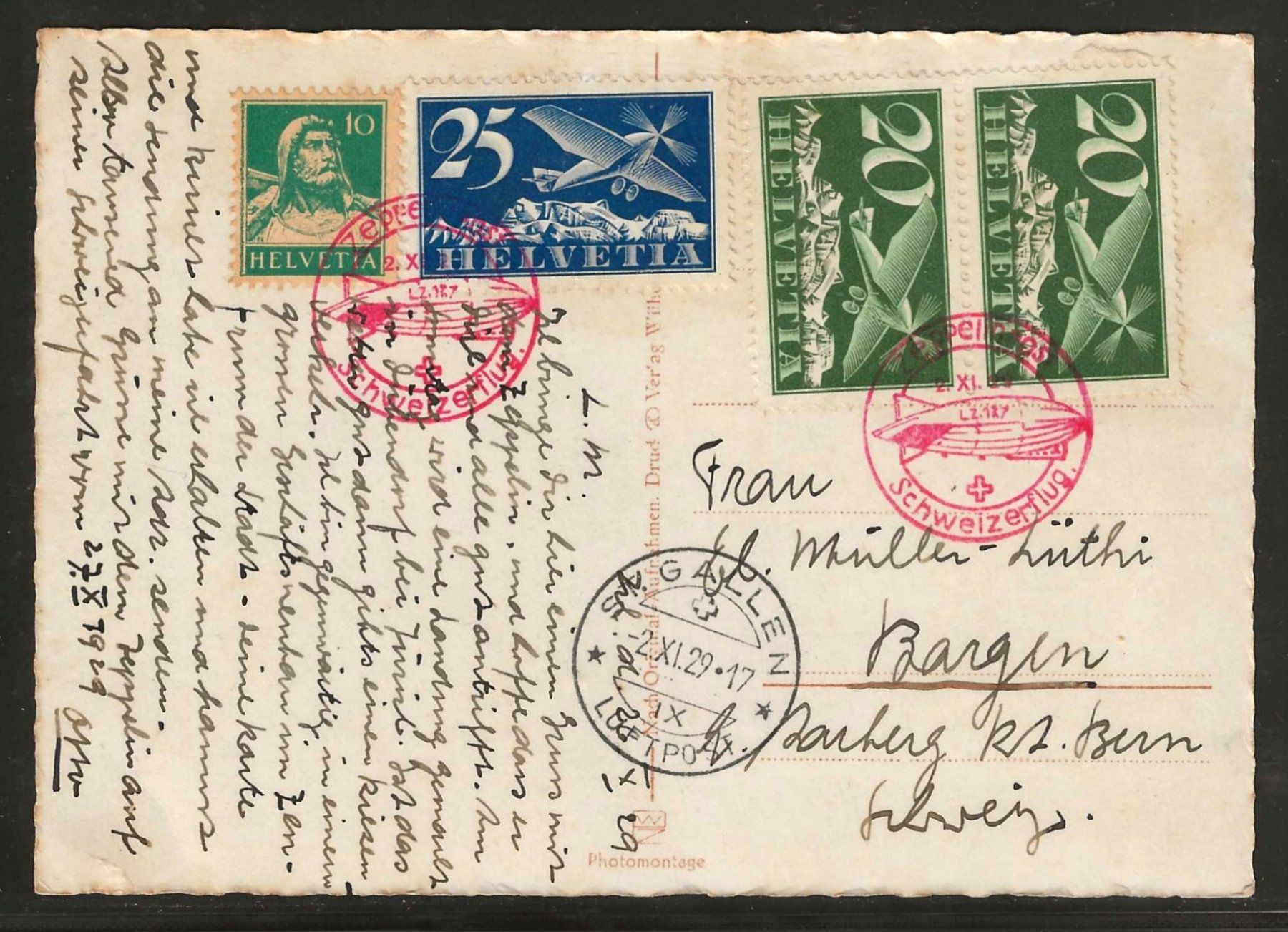Tutti i francobolli: 1929 : AK Zeppelin Schweizerflug – Usato da Gümligen venduto da Geniusbuy