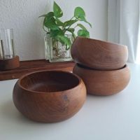 Set 3 bols en teak vintage