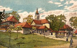 Künstlerpostkarte Serie Dörfli, Landesausstellung 1914