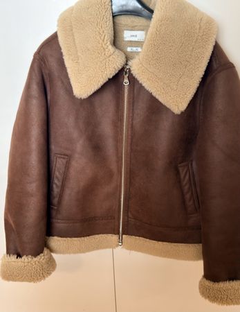 Fliegerjacke MNG braun Kunstleder Lammfellimitat neuwertig