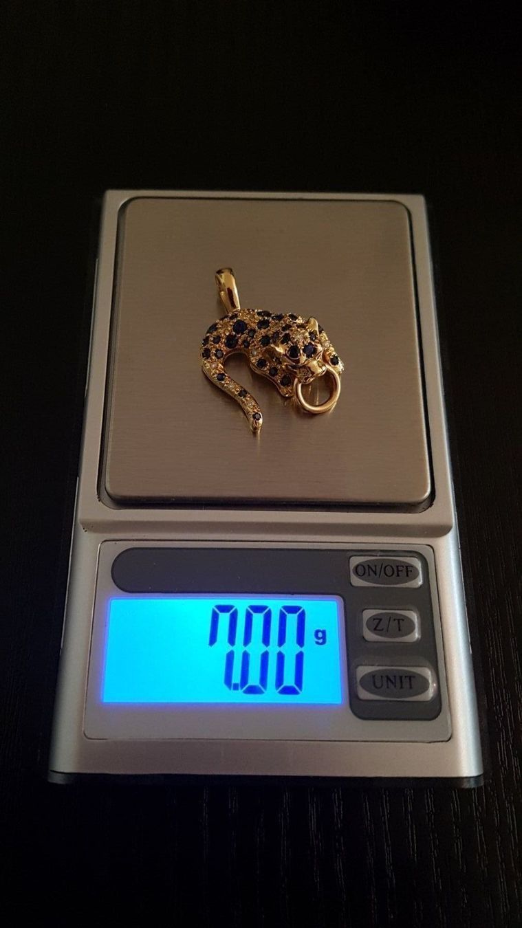 Anhänger: Panther Anhänger 14K mit Saphir+Diamant – Neu und originalverpackt aus KLOTEN von Luxurious-Shop 2