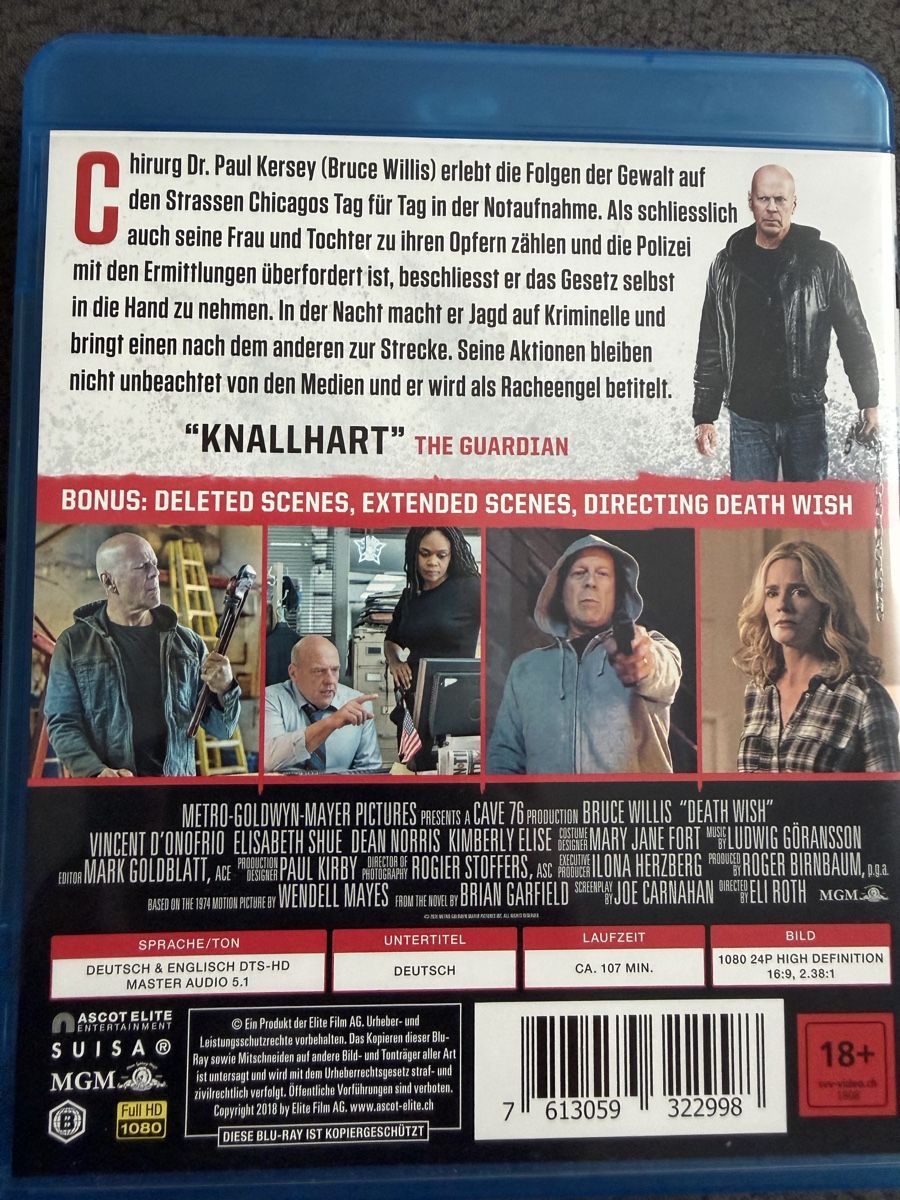 Tutti i DVDs: Death Wish - Bruce Willis - Blu-ray – Nuovo (secondo la descrizione) da Balgach venduto da Dragoon3 1