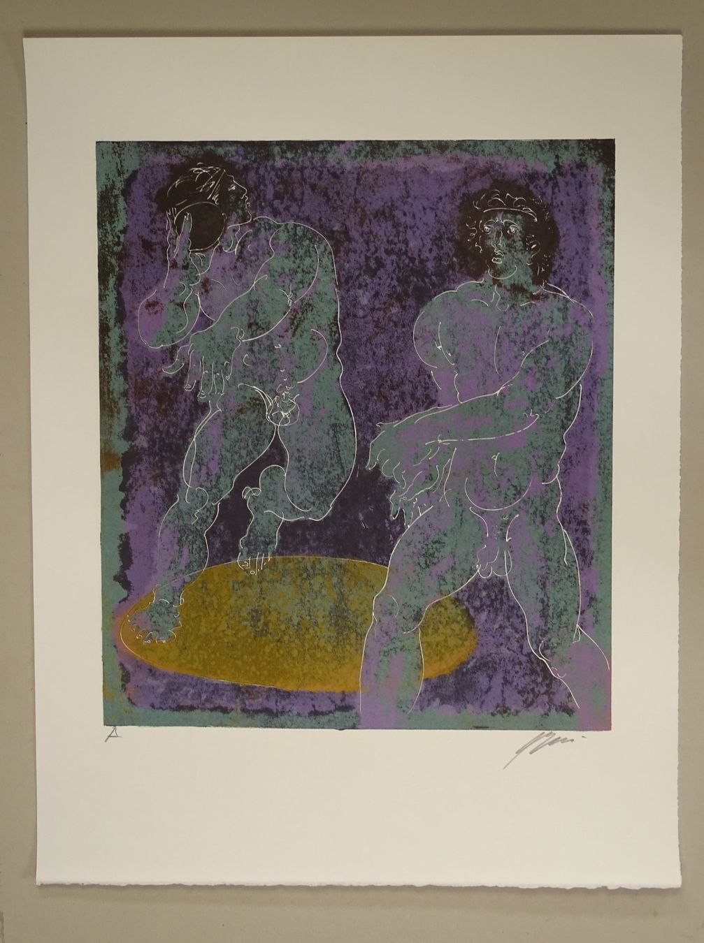 Grafica & Litografie: HANS ERNI: ATHLETEN, KUGELSTOSSER, LITHOGRAPHIE – Usato da Grüningen venduto da Kartensammler