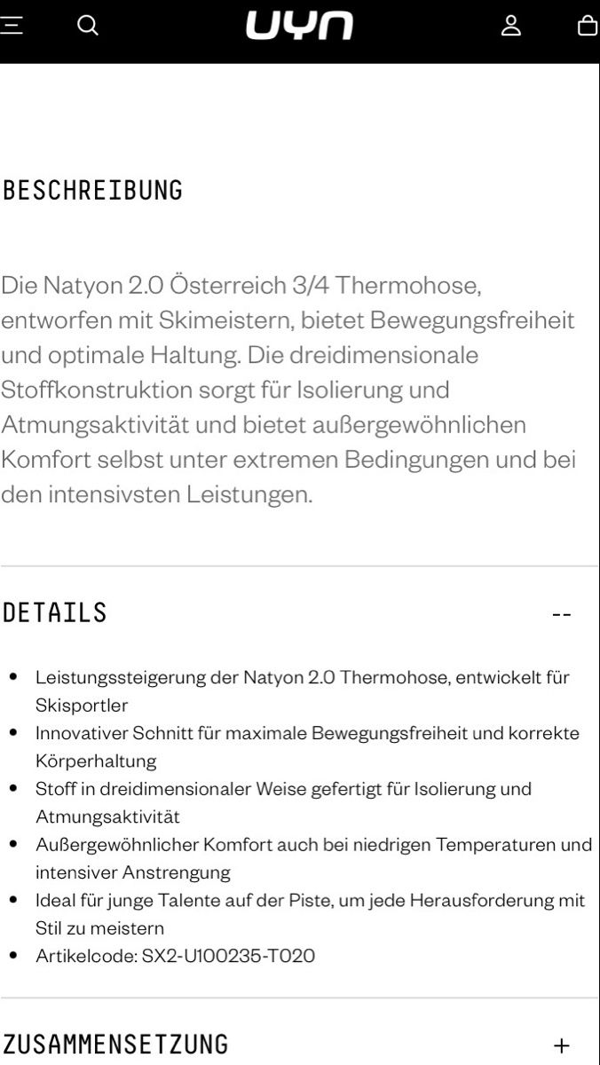 UYN Sous-vêtements: Skiunterwäsche UYN junior – D'occasion à Bever par dvojca 8