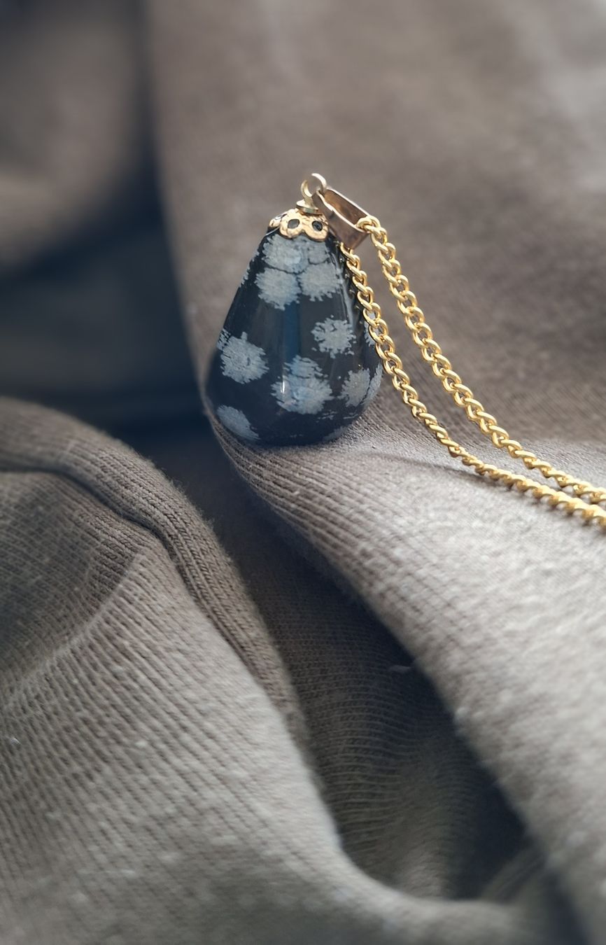 Ketten: Schöne Schneeflocken-Obsidian-Kette – Gebraucht aus Riehen von Steinbock1970 1