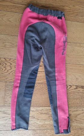 Mädchen Reithose Gr. 146, dunkelgrau-pink