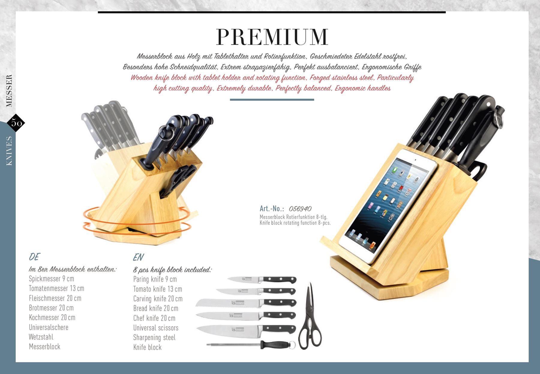 Coltelli: Messerblock mit Tabletthalter und Messer – Nuovo e nell'imballaggio originale da Wettingen venduto da kochshop 7