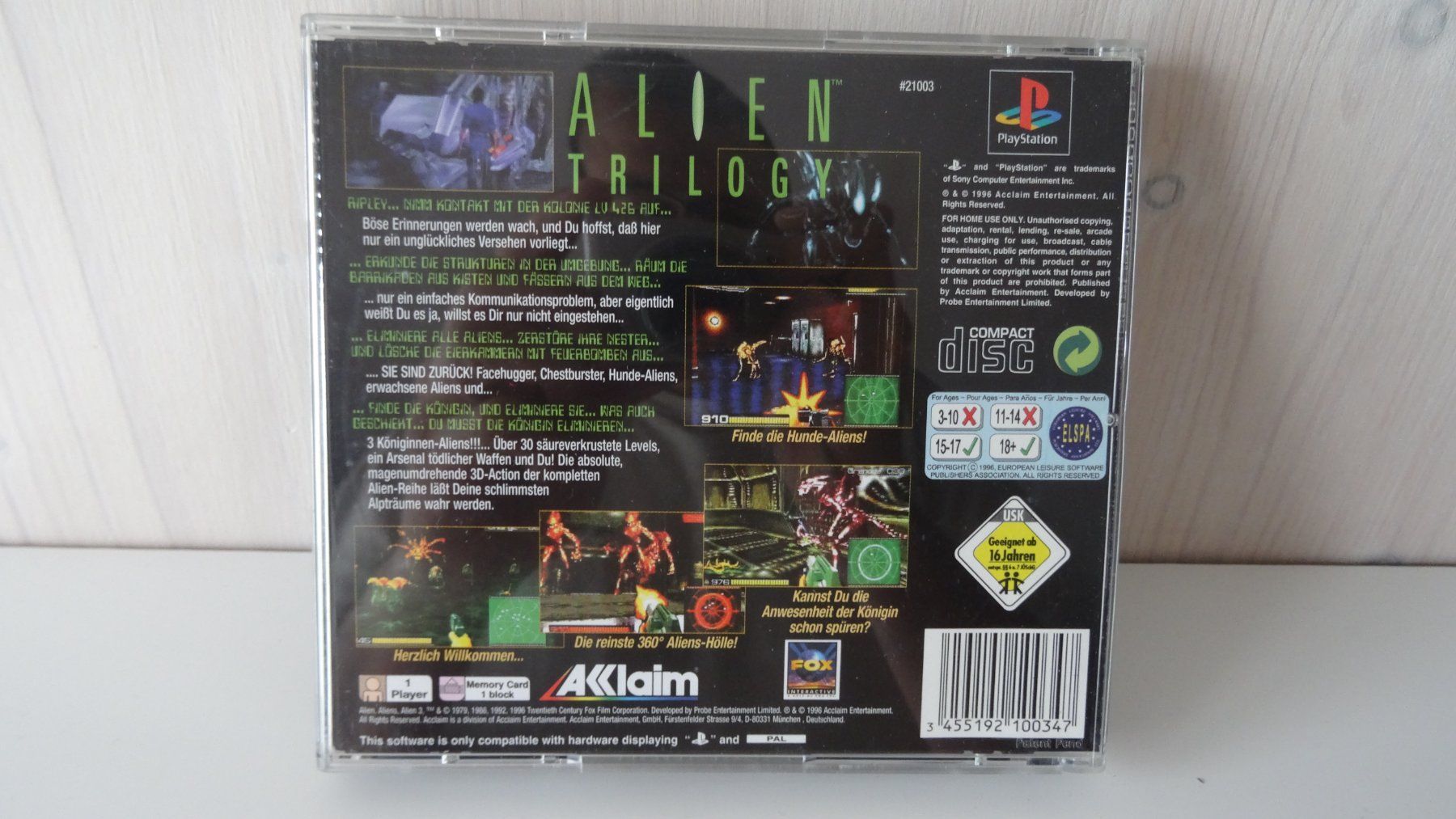 Spiele: Alien Trilogy - PS1 - PlayStation 1 - komplett – Gebraucht aus Ebertswil von  1