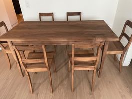 Biedermeier Tisch mit 6 Biedermeierstühle frisch hergestellt