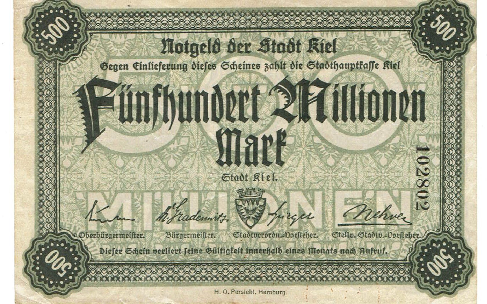 Banconote: Kiel 100 Mil.Mark ohne Datum VZ-VZ+ – Usato da Steffisburg venduto da ber_8htf