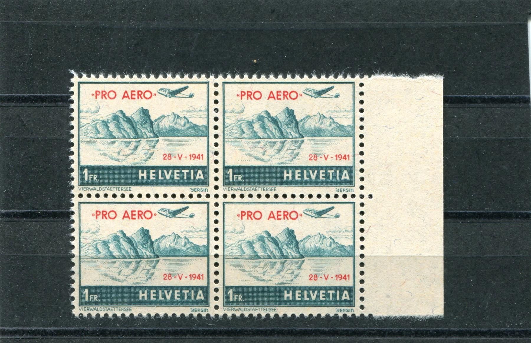 Tutti i francobolli: 1941 Pro Aero Nr. 35A1 im V'block postfr – Usato da Winterthur venduto da Kyoung