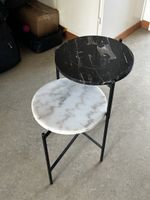 2er Set Beistelltische Marmor schwarz/weiss Metall