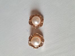 Elegante Ohrclips Perlen-Optik, goldfarben Vintagestil NEU