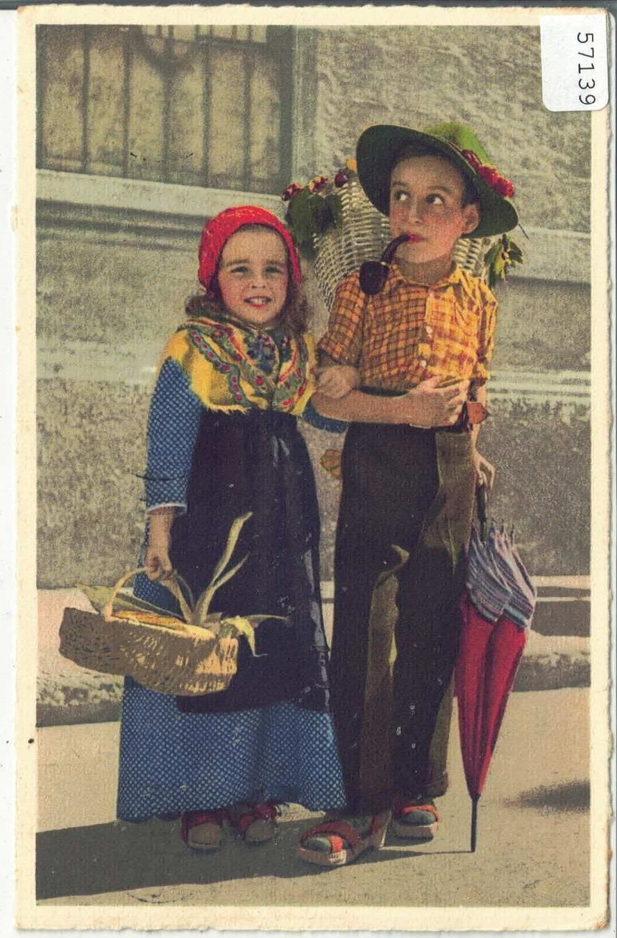 Cartoline postali: Saluti dal Ticino - 2 Kinder - Litho – Usato da Ettingen venduto da Kartenplanet