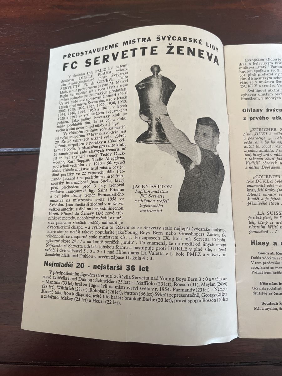 Riviste & Magazine: Servette FC Matchprogramm Dukla Praha 1961 – Usato da Wallisellen venduto da theadicts77 1