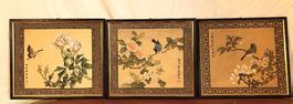Gemälde Japanische 3 Bilder im Nihonga-Stil auf Washi Papier