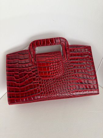 Rote Handtasche in Kroko-Optik, neu und ungetragen!
