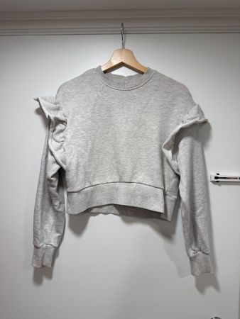 H&M Grauer Sweater mit Rüschen, Grösse XS, Top Zustand!
