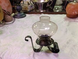 Vintage Windlicht aus Schmiedeeisen & Glas — Retro Kerzenstä