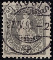 40 Rp. Stehende Helvetia mit Vollstempel THUSIS 27.IV.89