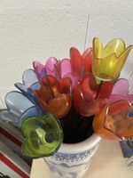 Bouquet de Tulipes en verre vintage des années 70,