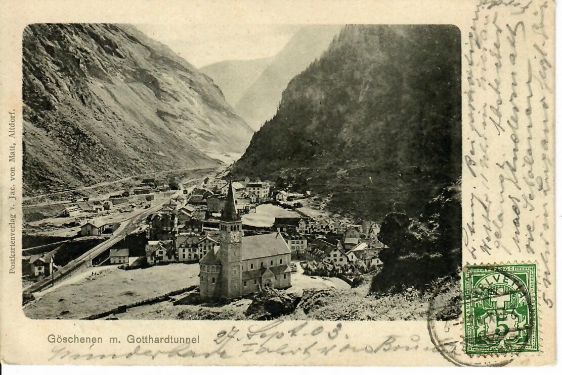 Cartoline postali: Göschenen mit Gotthardtunnel  1903 – Usato da Hochdorf venduto da Ziegel-16