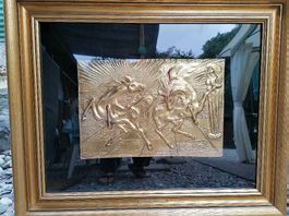 Bas relief argent & or Cavalli del Sole de Aligi Sassu.