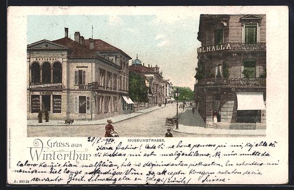 Ansichtskarten: Winterthur, Museumstrasse mit Hotel Walh – Gebraucht aus Berlin von bartko-reher