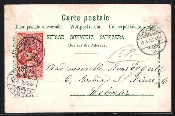 Cartoline postali: Einsiedeln, Panorama vom Ort mit Ansicht – Usato da Berlin venduto da bartko-reher 1