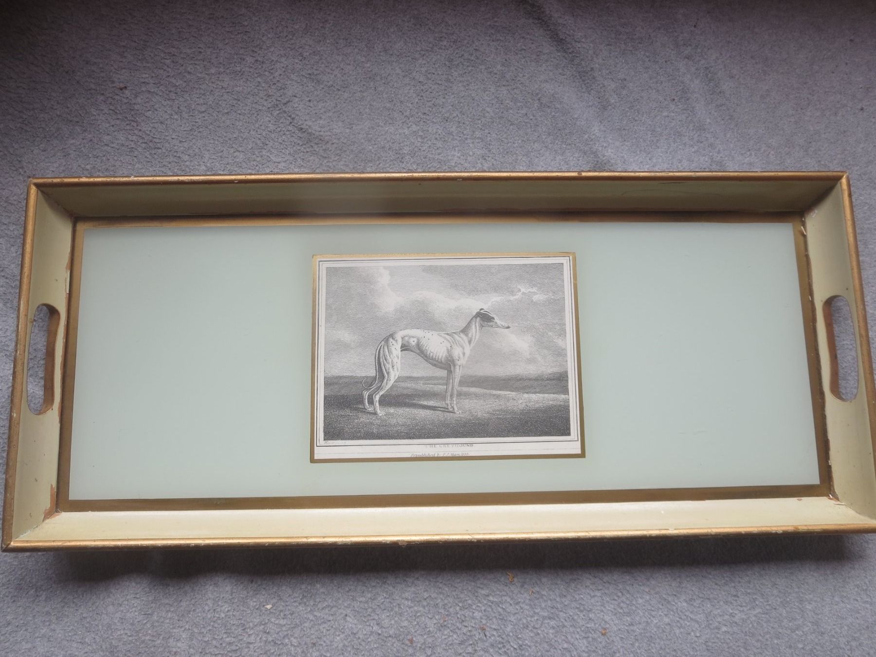 Servierplatten: schönes Serviertableau,Greyhound hinter Glas – Gebraucht aus Rüschegg-Heubach von bmw325x 1