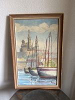 Oelbild Hafen Motiv Frey 66er gerahmt