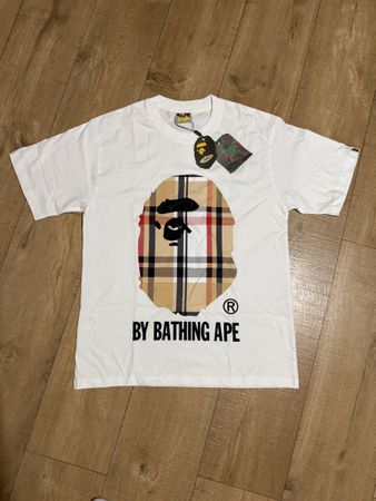Bathing Ape T-Shirt Weiss Plaid Muster Gr M, Sommer 2026,