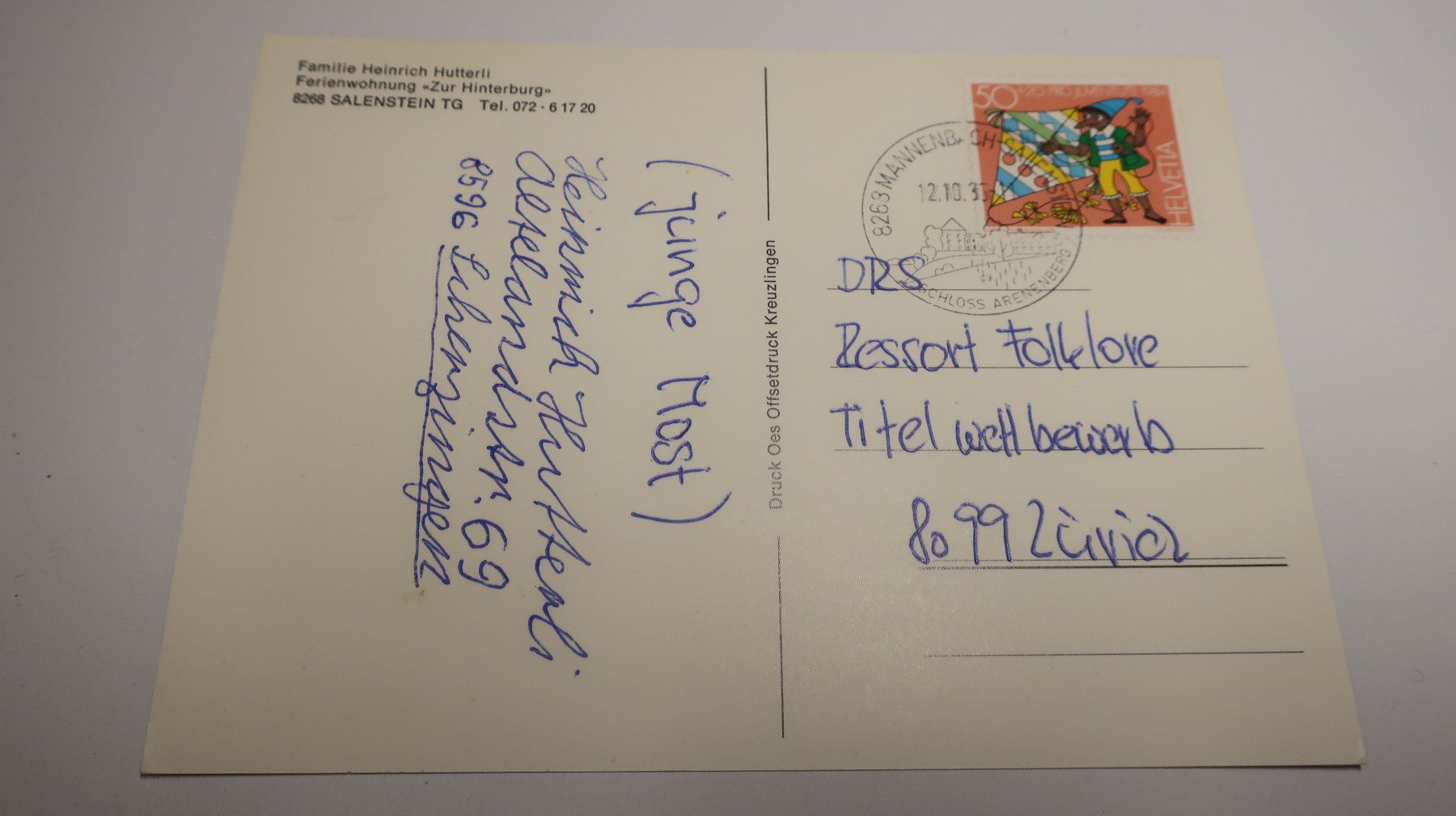 Cartoline postali: Salenstein TG 1985 – Usato da Cormoret venduto da Pascalll2001 2