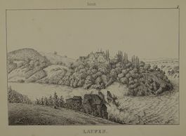 LAUFEN, ZÜRICH, FEDERLITHOGRAPHIE 1840
