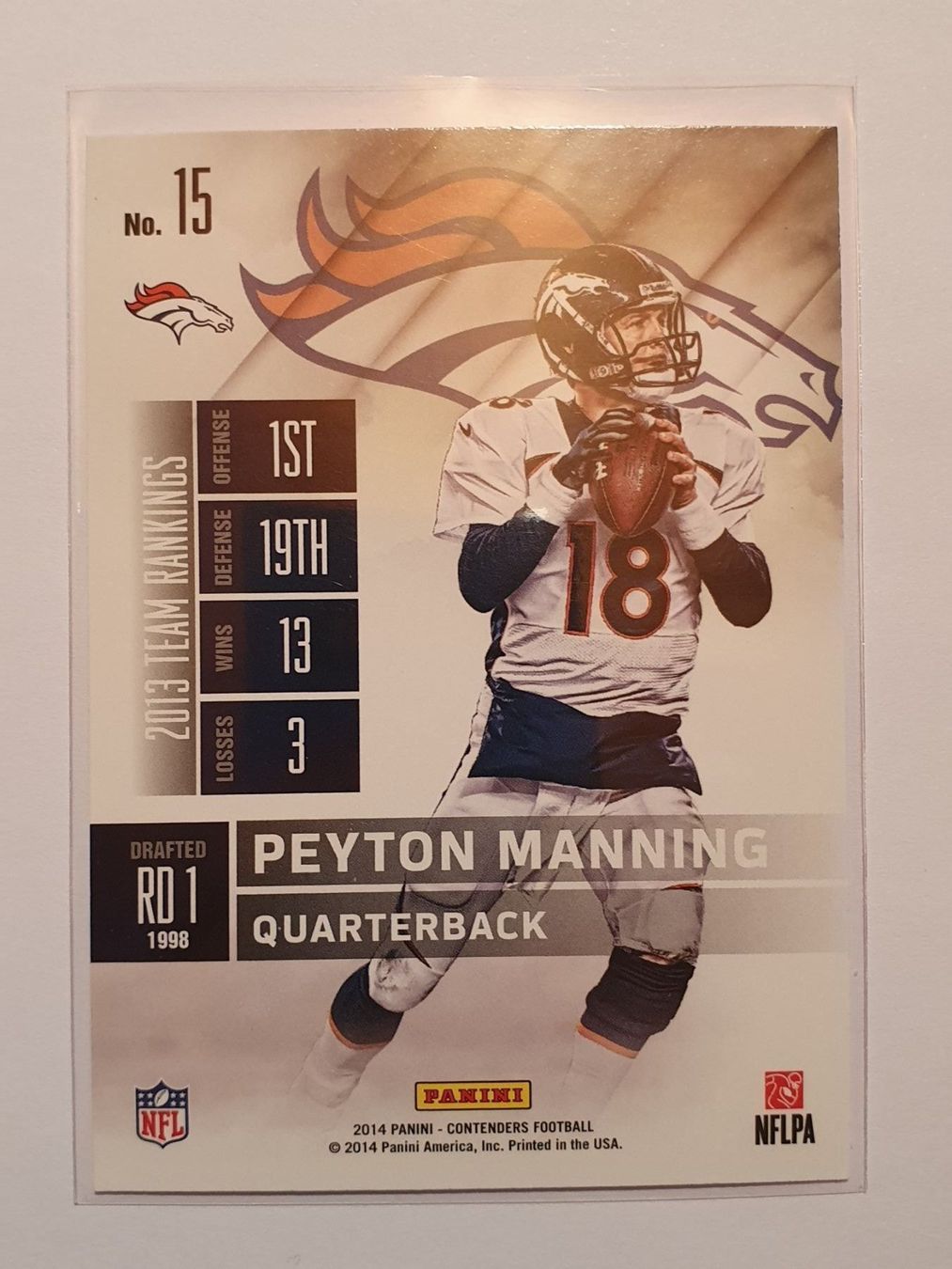 Panini Carte collezionabili: Peyton Manning Panini 2014 NFL Card – Usato da Oberdorf BL venduto da BaldenEagle 1
