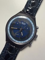 Swatch Chronograph Watch, Black, Blue Dial